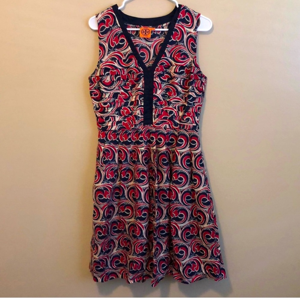 Tory Burch Navy/Magenta Sleeveless Dress